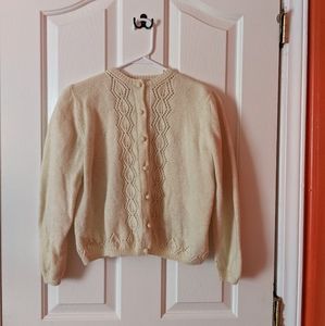 Handmade cream wool cardigan
